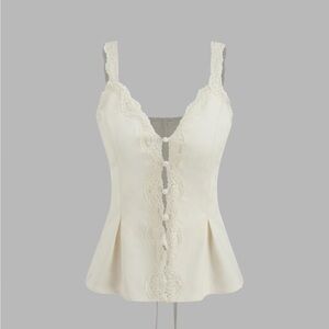 NWT Linen V-neck Lace Cami Top